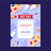 Free vector flat world art day vertical poster template