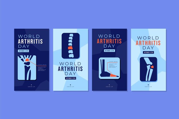 Free vector flat world arthritis day instagram stories collection