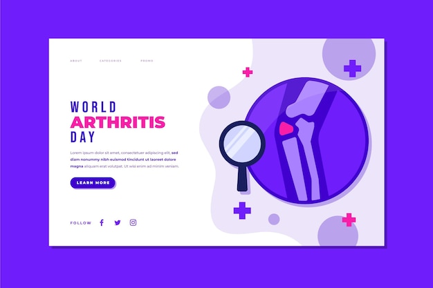 Free vector flat world arthritis day landing page template