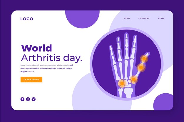 Free vector flat world arthritis day landing page template
