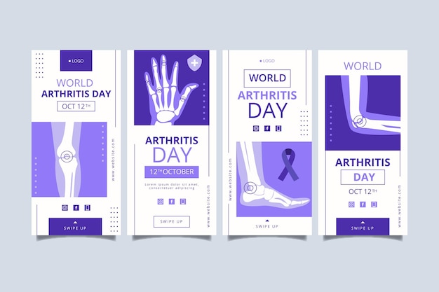 Free vector flat world arthritis day stories collection