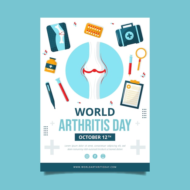 Flat world arthritis day vertical poster template