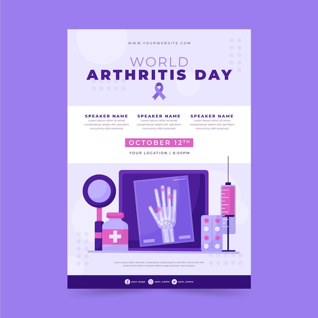 Free vector flat world arthritis day vertical poster template