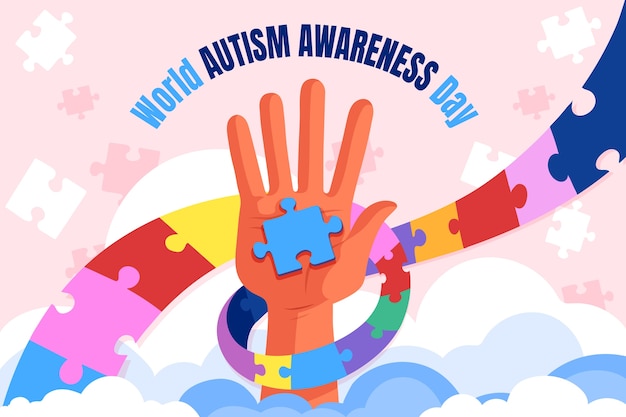 Free vector flat world autism awareness day background