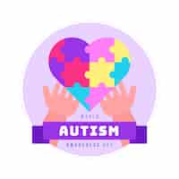 Free vector flat world autism awareness day illustration with puzzle pieces