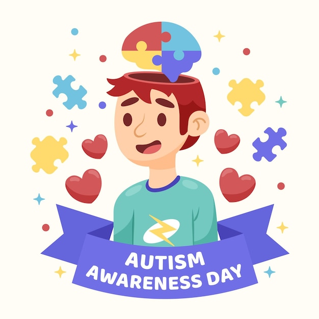 Free vector flat world autism awareness day illustration with puzzle pieces