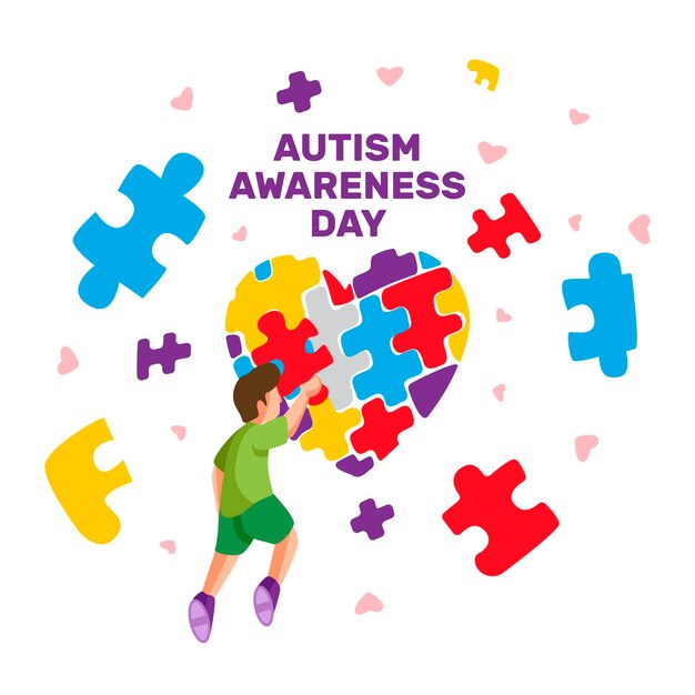 Flat world autism awareness day illustration