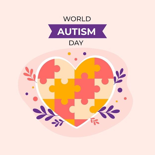 Бесплатное векторное изображение Плоский всемирный день осведомленности об аутизме