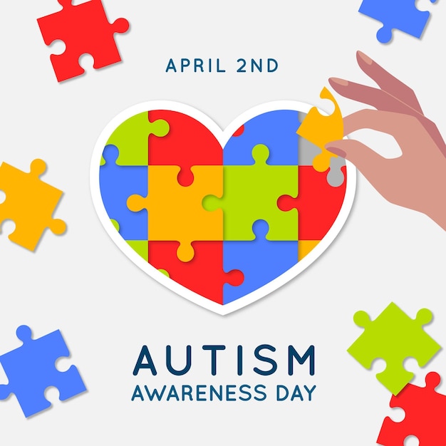 Flat world autism awareness day illustration