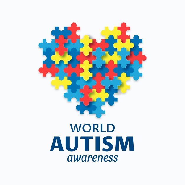 Flat world autism awareness day illustration