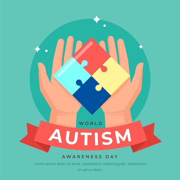 Flat world autism awareness day illustration
