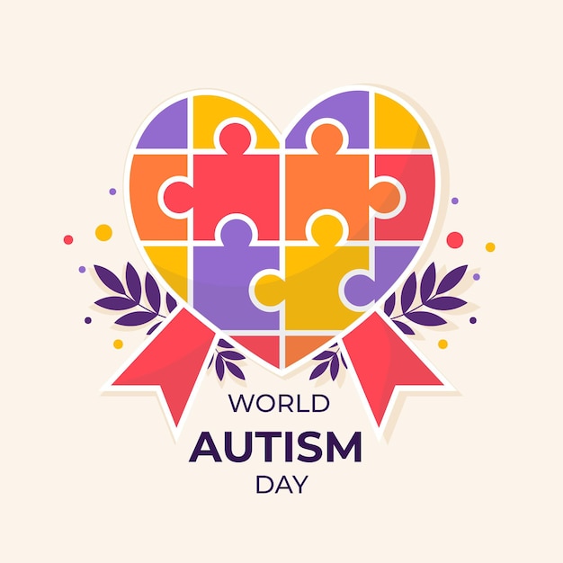 Flat world autism awareness day illustration