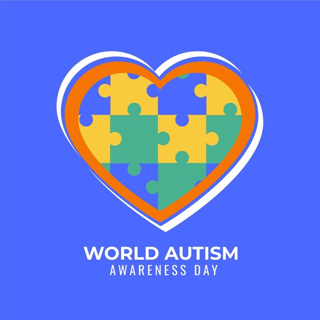 Flat world autism awareness day illustration