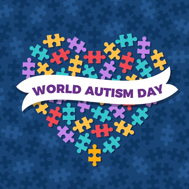 Free vector flat world autism awareness day illustration