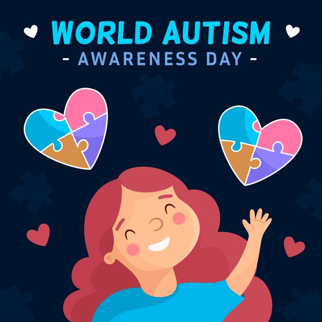 Flat world autism awareness day illustration