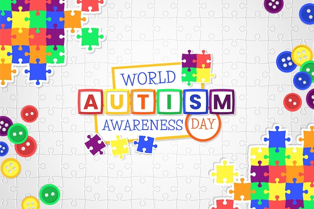 Flat world autism awareness day illustration