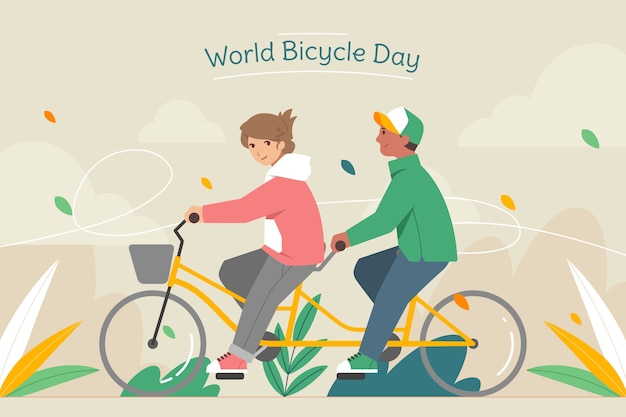 Free vector flat world bicycle day background