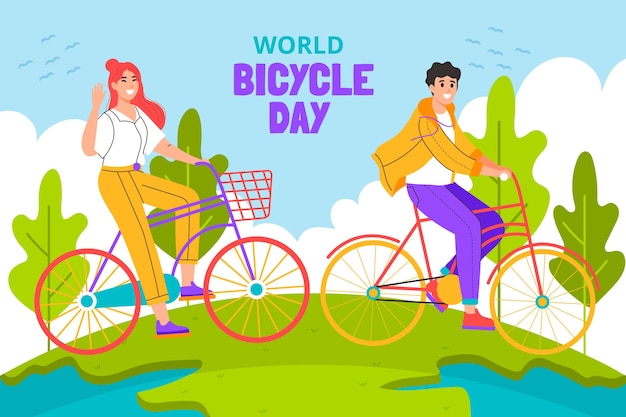 Free vector flat world bicycle day background