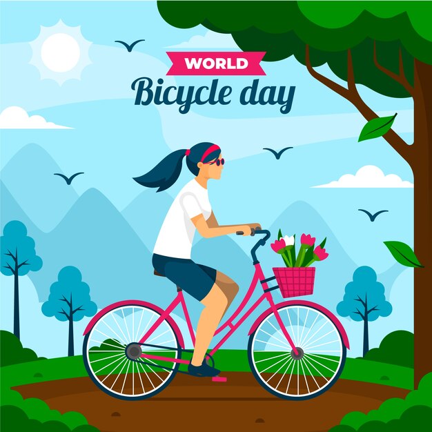 Free vector flat world bicycle day background