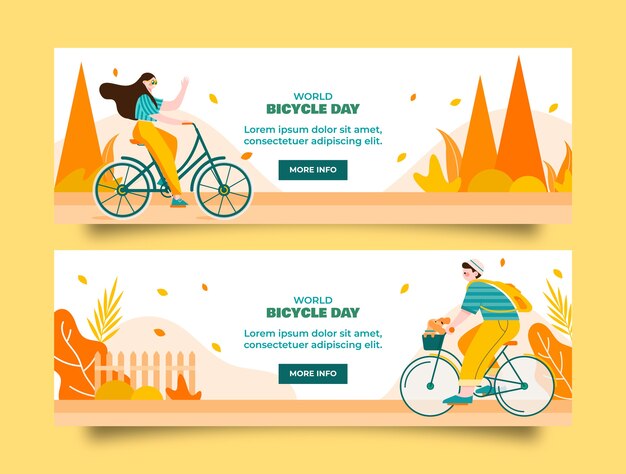 Modello di banner per la giornata mondiale della bicicletta piatta