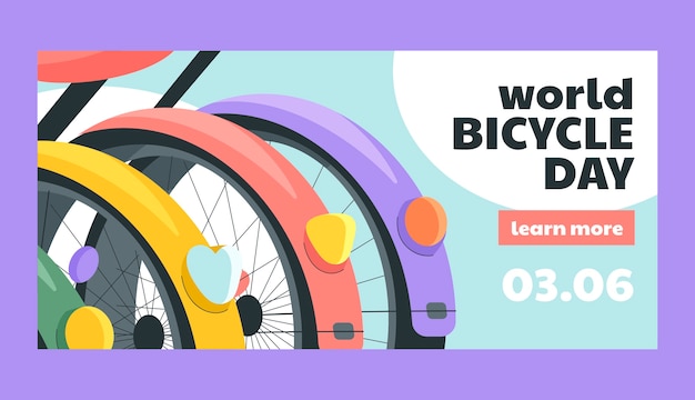 Free vector flat world bicycle day banner template