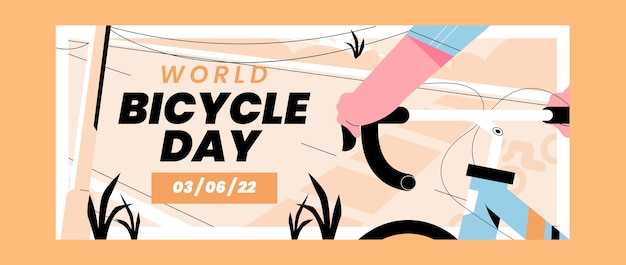 Free vector flat world bicycle day horizontal banner template