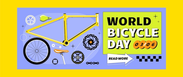 Free vector flat world bicycle day horizontal banner template