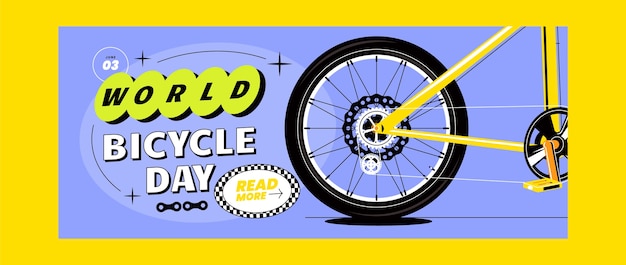 Free vector flat world bicycle day horizontal banner template