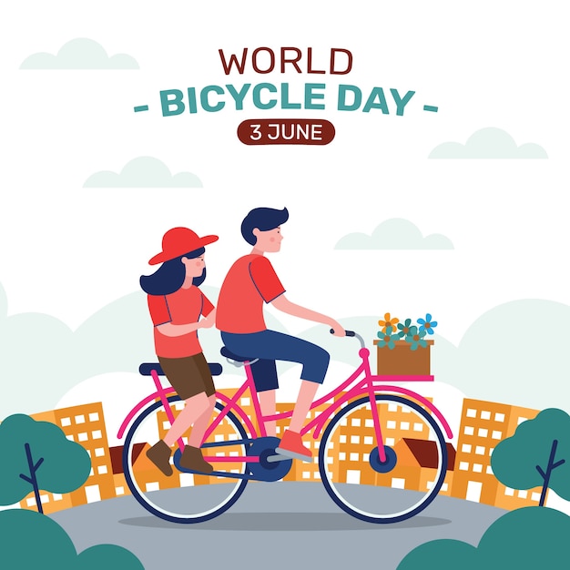 Free vector flat world bicycle day illustration