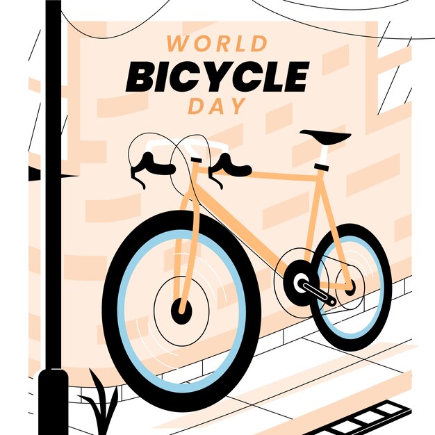 フラットな世界自転車デーのイラスト