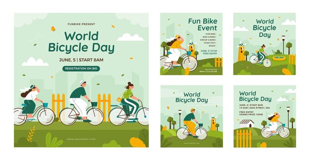 평평한 세계 자전거의 날 인스타그램 게시물 모음