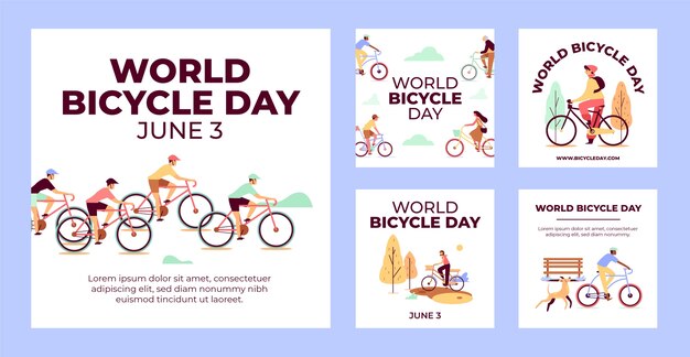 Flat world bicycle day instagram posts collection