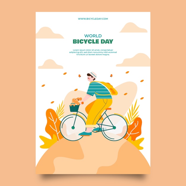 평평한 세계 자전거의 날 포스터 템플릿