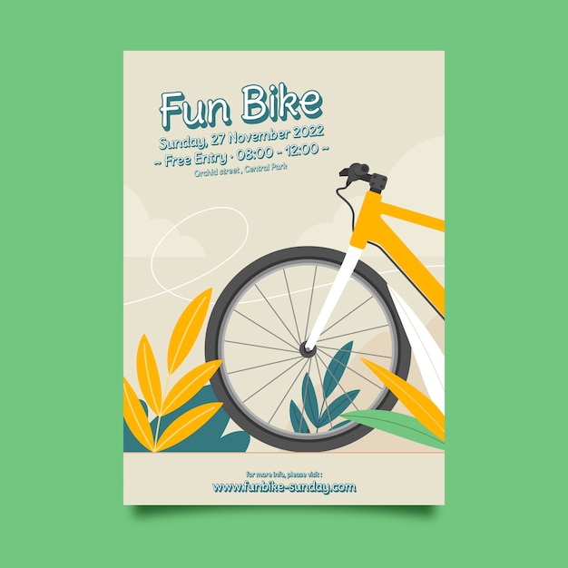Flat world bicycle day vertical poster template