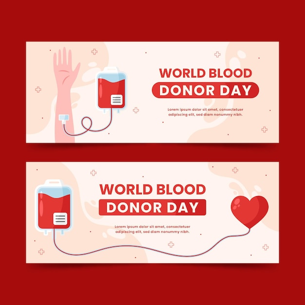 フラットな世界献血者デーのバナーセット