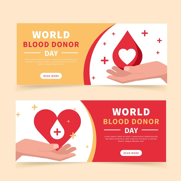 フラットな世界献血者デーのバナーセット