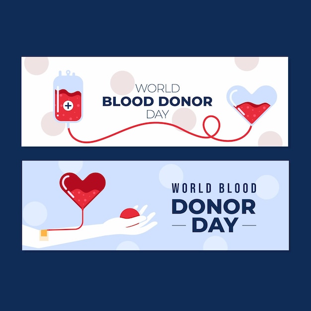 Free vector flat world blood donor day banners set