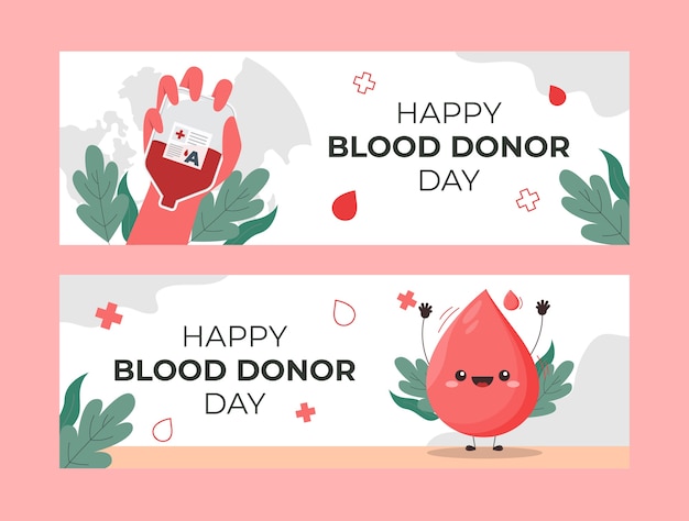 フラット世界献血者デー水平バナーコレクション