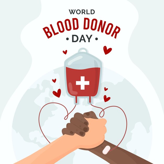 Flat world blood donor day illustration