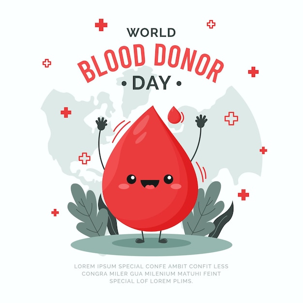 Flat world blood donor day illustration