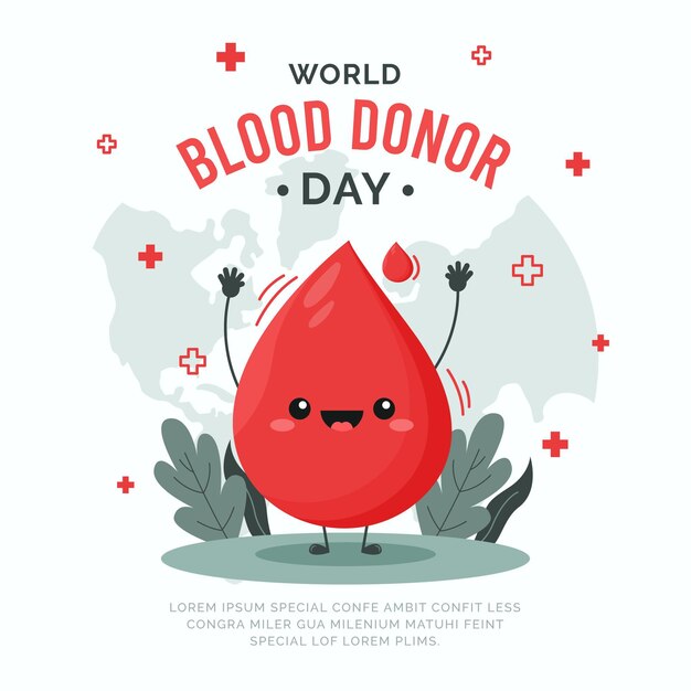 フラットな世界献血者デーのイラスト