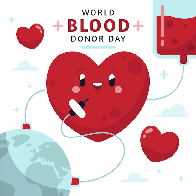 Flat world blood donor day illustration