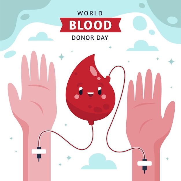 Illustrazione della giornata mondiale del donatore di sangue piatto