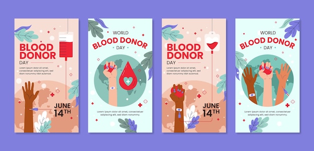 フラット世界献血者デーInstagramストーリーコレクション