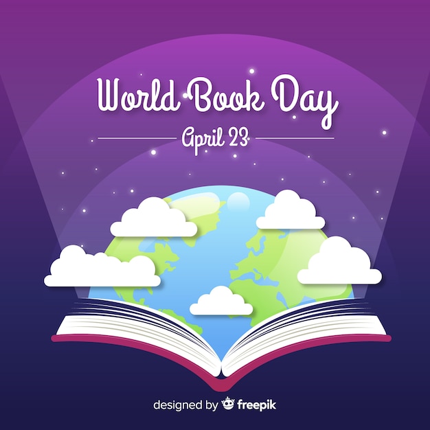 Flat world book day background