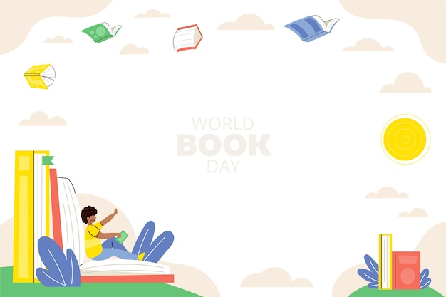 Flat world book day background