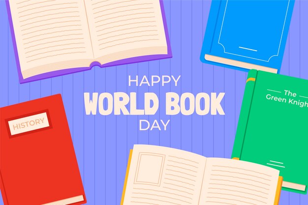 Flat world book day background