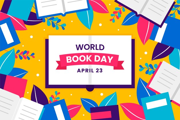 Flat world book day background