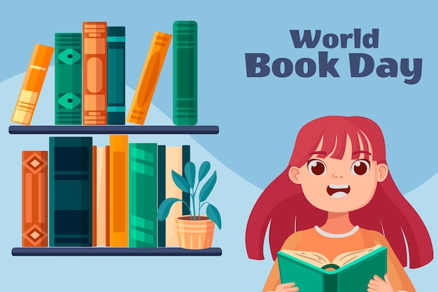 Flat world book day background