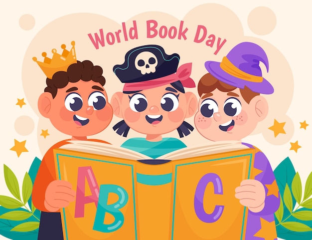 Free vector flat world book day background